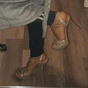 Gianni Bini Glitter Gold High Heels